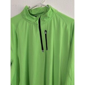 BCG Mens XL  1/4 Quarter Zip Surge Pullover Gym Yoga Neon Green
